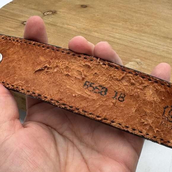 The State of Texas Lone Star Brass Belt Buckle with Brown Belt Southwestern size - Picture 9 of 15